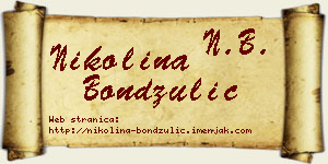 Nikolina Bondžulić vizit kartica